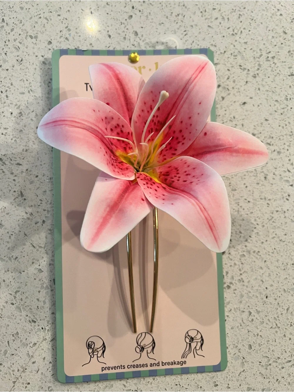 Piper Pink Lily Flower Hair Fork